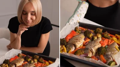 Запеченное дорадо с овощами на ужин по рецепту блоггерки Елены Мандзюк