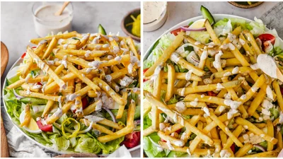 Оригинальный картофельный салат с курицей и огурцом – сытный ужин для семьи