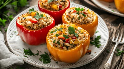 Надзвичайно смачний фарширований перець – з рисом, але без м’яса