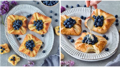 Слойки с ягодами – десерт из готового теста за 20 минут