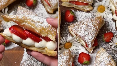 Коли лінь щось готувати: прості слойки з полуницею та маскарпоне