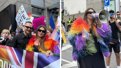 "Я очень счастлива": Александра Зарицкая поддержала Марш равенства и спела в яркой шубе-радуге