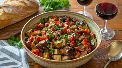 Теплый салат с овощами и сыром – настолько сытный, что заменит ужин