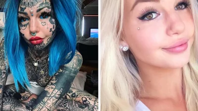 Эволюция Эмбер Люк - самой татуированной девушки Австралии и модели, чья внешность просто шокирует