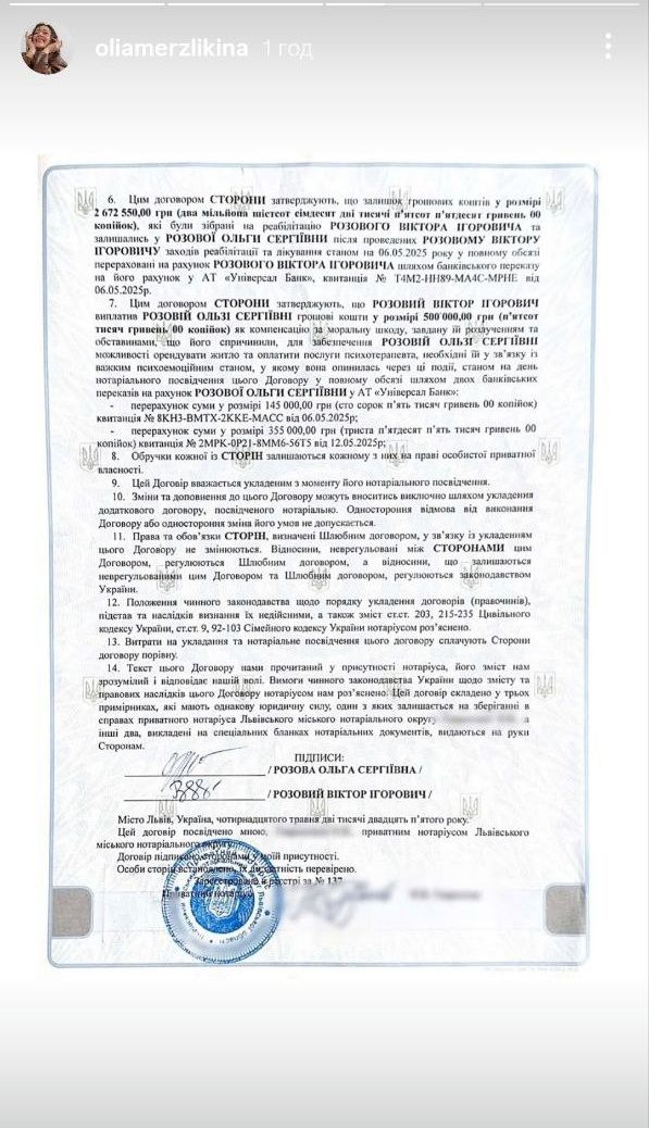 Віктор Розовий і Оля Мерзлікіна підписали договір про нерозголошення - фото 756247