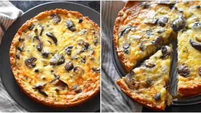 Заливний пиріг з грибами – рецепт, який рятує, коли гості на порозі