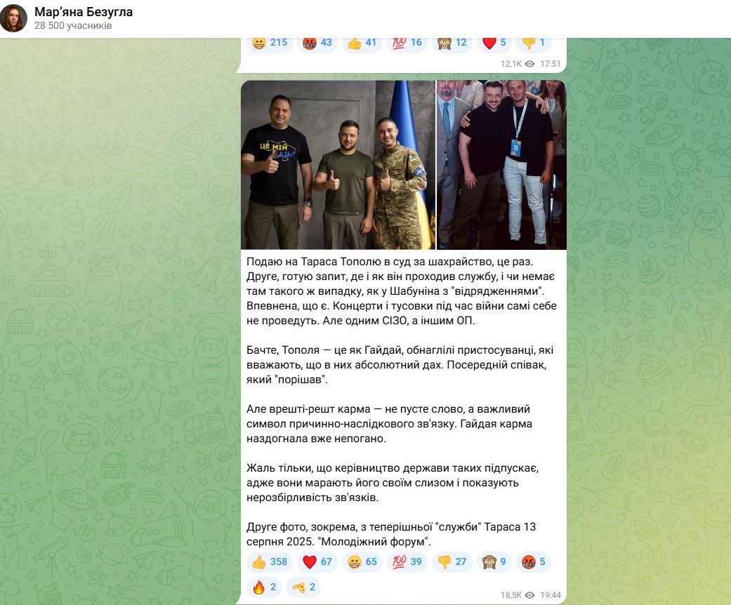 Тарас Тополя и Марьяна Безуглая подали иски друг против друга - фото 758818