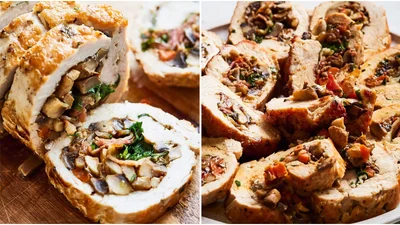 Курячі рулетики з грибами – ніжне м’ясо та соковита начинка