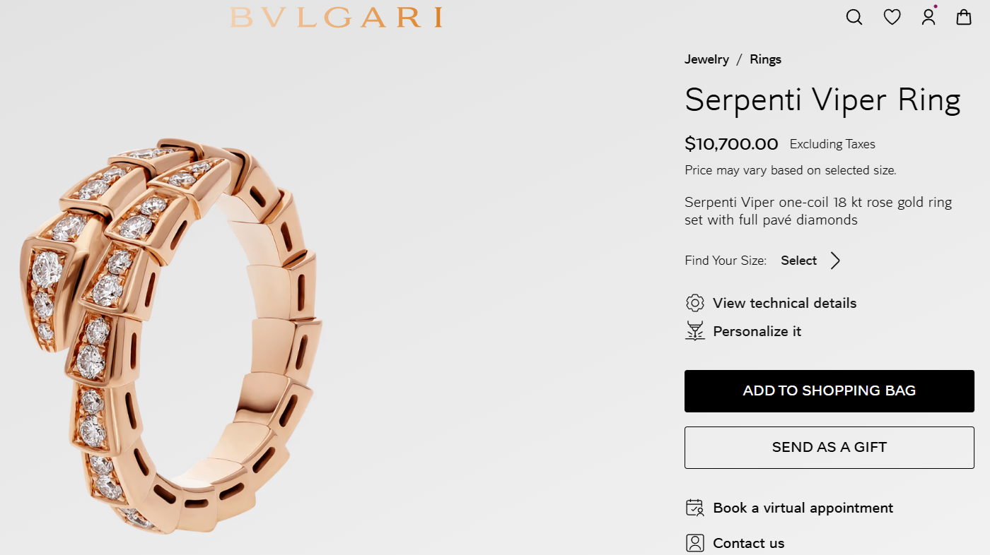 Ціна каблучки Bulgari, яка є в Даші Квіткової - фото 774946