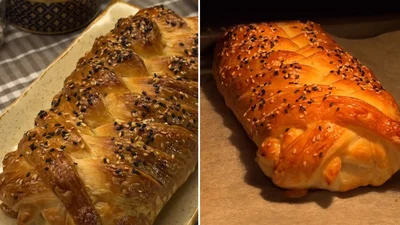 Листковий пиріг із карамелізованою цибулею та сиром, який зачарує тебе з першого шматочка