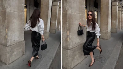 Кожаная юбка миди – осенний мастхэв, который сделает любой образ изысканным