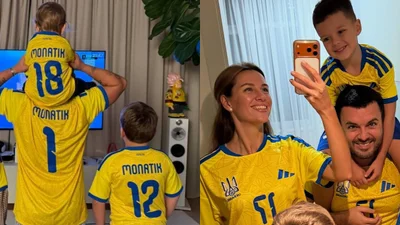 Решетники, Монатики и Джамала показали, как их сыновья болели за Сборную Украины в матче с Францией