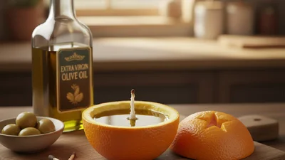 Свічка з апельсина та оливкової олії: усього два компоненти й отримаєш затишну деталь для різдвяного столу