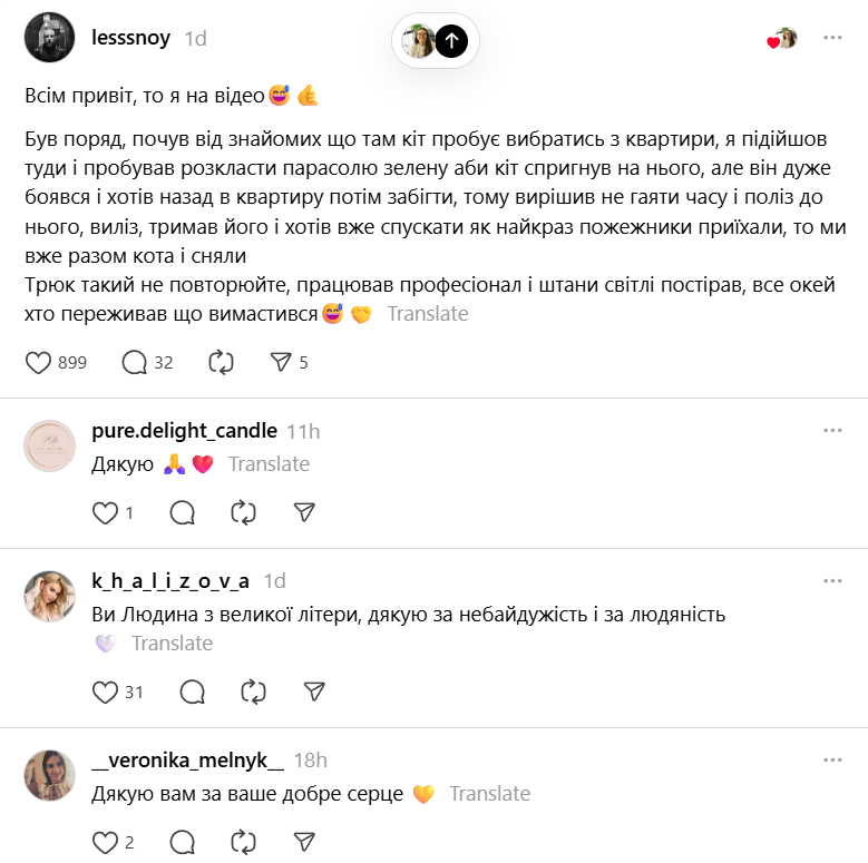 Герой дня: во Львове случайный прохожий спас котика из горящей квартиры - 807108 Герой дня: во Львове случайный прохожий спас котика из горящей квартиры - фото 807108