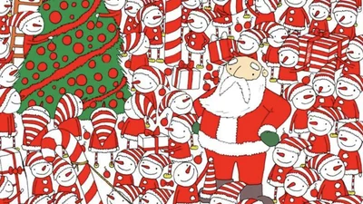 Рождественская оптическая иллюзия: сможешь ли ты найти шапку Санты в этой праздничной веселой суете
