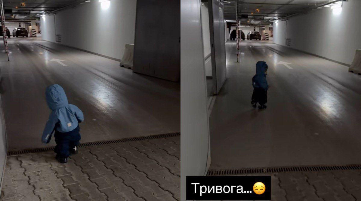 'Тревога': Монатик показал, как его младший сын прячется от ракет в паркинге - фото 826362