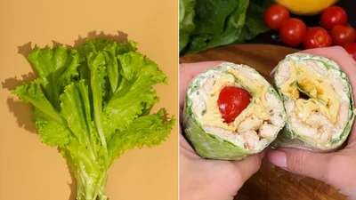 Хелсі рол у листі салату – легкий, швидкий і дуже смачний варіант перекусу на роботу