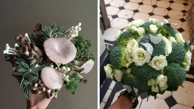 Из грибов и брокколи: 12 свадебных букетов, в существование которых трудно поверить