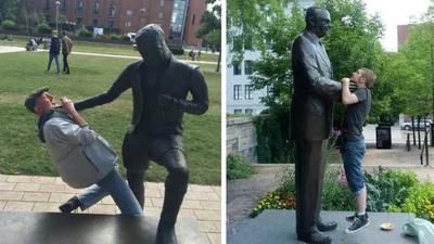 18 случаев, когда люди сумели повеселиться с памятниками