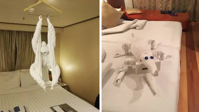 14 найепічніших рушникових фігур, які готельні працівники залишали для гостей