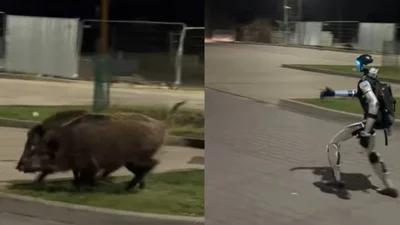 Дожились: робот гоняет кабанов по Варшаве в эпическом вирусном ролике