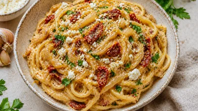 Неожиданно, но гениально: луковая паста с запеченным чесноком и сыром