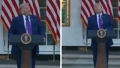 Курьез во время брифинга: Трамп испугался птицы, приняв ее за дрон