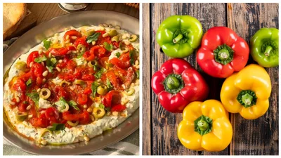 Закуска с печеными перцами и зеленым йогуртовым кремом: летний вариант для твоих особенных вечеров