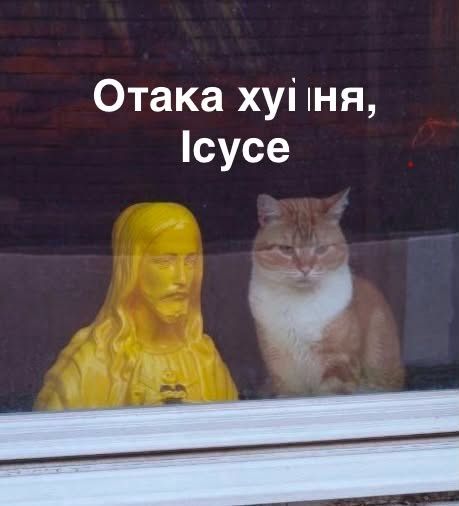 Кіт, що сидить зі статуєю Ісуса, став мемом у Threads - 921518 Кіт, що сидить зі статуєю Ісуса, став мемом у Threads - фото 921518